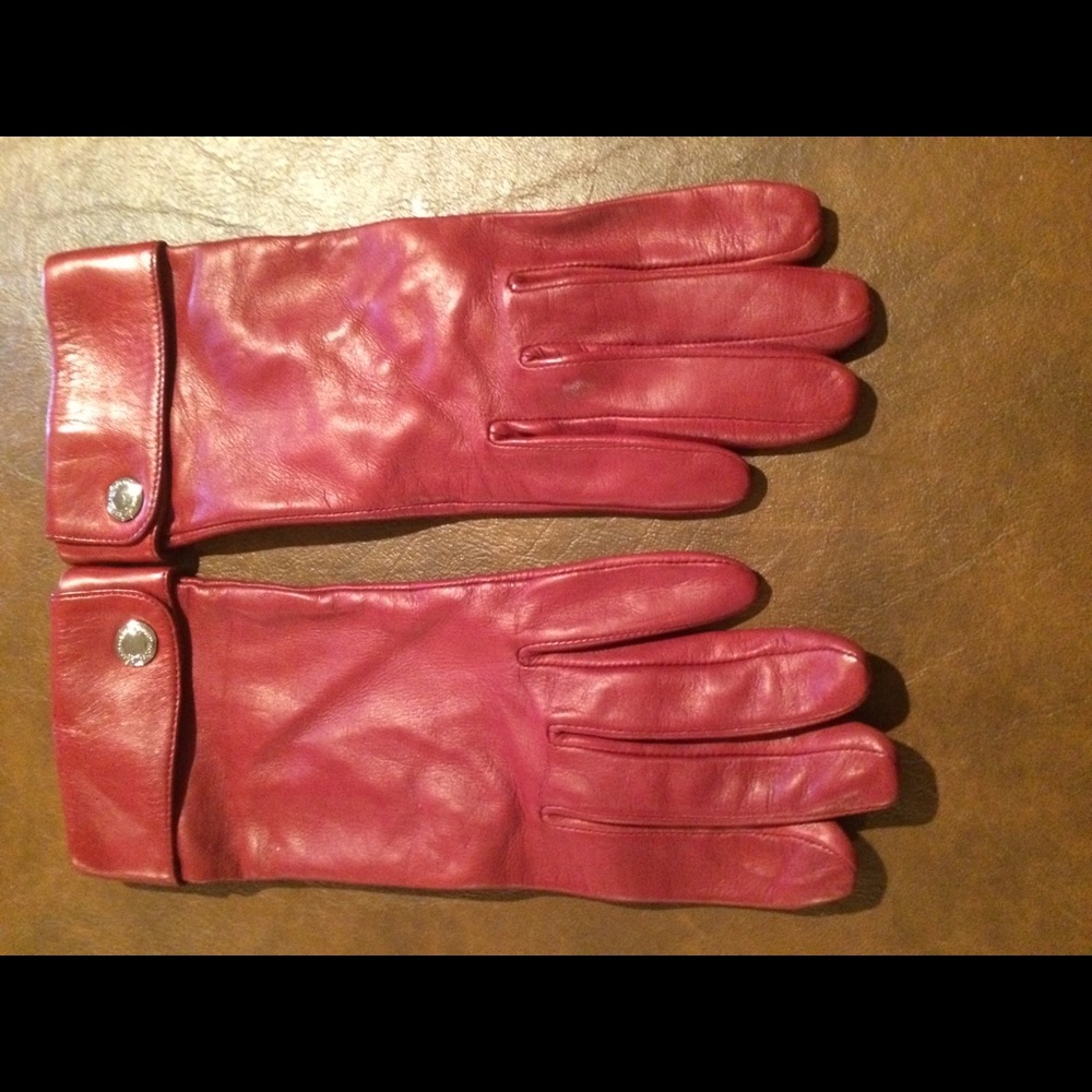 Coach red leather gloves New
